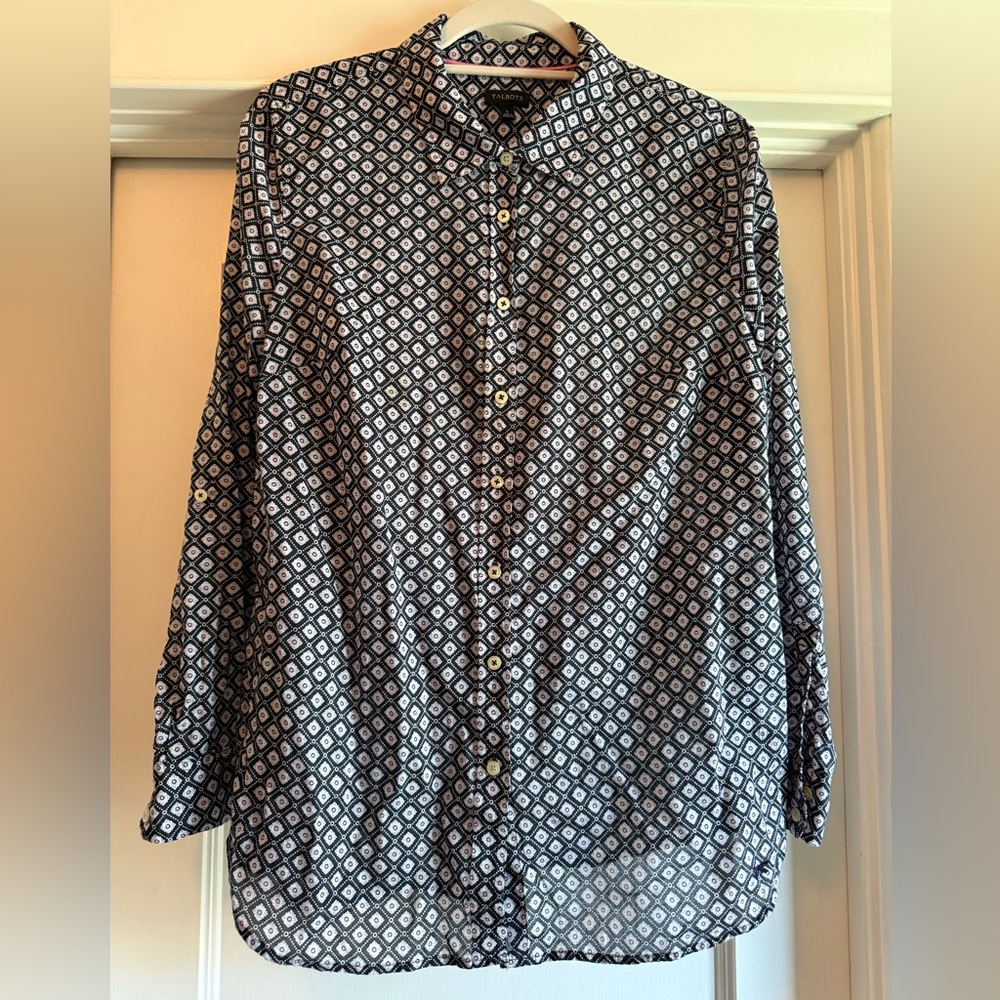Talbots Diamond Print Lightweight Blouse, L